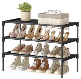 Sapateira com vários níveis 29,7 x 62,3 x 53,5 cm, economiza espaço para o corredor e a área de entrada Preto