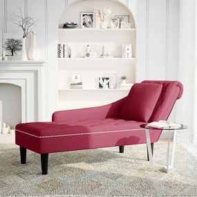 Chaise lounge c/ almofada/apoio de braços direito veludo