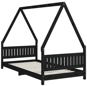 Estrutura de cama infantil 90x190 cm pinho maciço preto