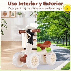 Bicicleta de Equilíbrio para Bebés, 57 x 28 x 39,5 cm, Rodas Luminosas, Branco