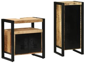 Conjunto de Móveis para Banheiro 2 pcs Madeira de manga maciça