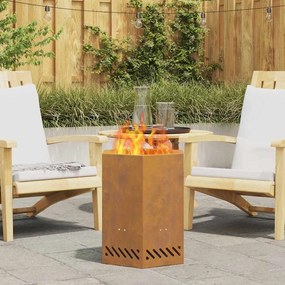 vidaXL Fogueira Sem Fumaça Hexagonal 38x38x51 cm Aço Resistente às Intempéries