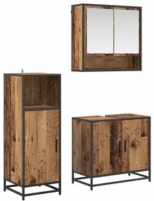 vidaXL Conjunto de Móveis para Banheiro com porta 3 pcs Madeira Antiga