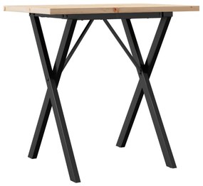 Mesa de jantar estrutura em X 80x50x75,5 cm pinho/aço