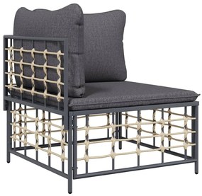 8 pcs conjunto lounge de jardim c/ almofadões vime PE antracite