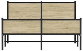 Estrutura de cama sem colchão 150x200cm metal carvalho sonoma