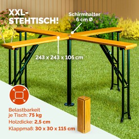 Mesa alta jardim Quattro para festas 241x241x104cm natural / verde abeto