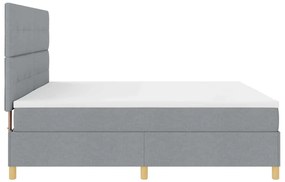 Cama Box Spring com Colchão Cinza Claro 200x200 cm Tecido