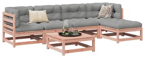 vidaXL 6 pcs conj. sofás jardim c/ almofadões madeira abeto-de-douglas