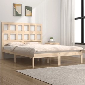 Estrutura de cama dupla pequena 4FT 120x190 cm pinho maciço