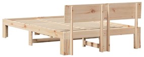 Estrado de Cama com Cabeceira 120x190 cm Madeira de Pinho Sólida