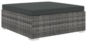 5 pcs conjunto lounge de jardim c/ almofadões vime PE cinzento