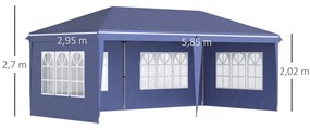 Outsunny Tenda Dobrável 585x295x270 cm com 4 Paredes Laterais Amovívei