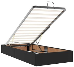 Estrutura de cama otomana com colchões pele artificial preta