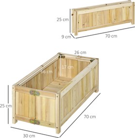Floreira com pé dobrável, vaso para flores com dimensões de 70 x 30 x 25 A cm. Corpo com aspeto de ripas de madeira de abeto pré-oleada