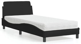 vidaXL Cama com colchão Dover 90x200 cm tecido preto