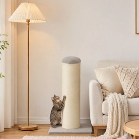 Poste Arranhador para Gatos 75,5 cm com Base Estável e Corda de Sisal Natural, Cinzento-Claro