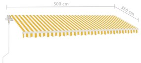 Toldo automático independente 500x350 cm amarelo e branco