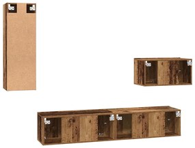 Gabinete de TV de Parede 4 pcs Madeira Antiga Médio