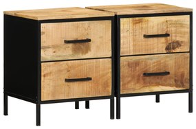 vidaXL Gabinetes de Canto 2 pcs 40x35x50 cm Madeira Sólida Rústica de Mangueira