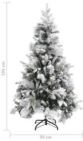 Árvore de Natal c/ flocos de neve e pinhas 195 cm PVC e PE