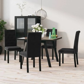 vidaXL Cadeiras de jantar 4 pcs veludo preto
