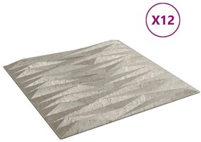 Painéis de parede 12 pcs 50x50 cm 3m² XPS pedra betão