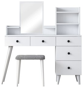 Toucador "Amore" com Espelho e Banco - 122,2 x 93,8 x 40 cm - Branco -