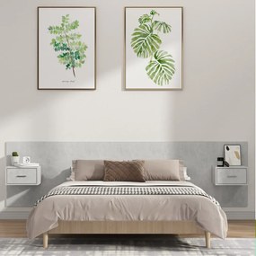 vidaXL Cabeceira de cama com armários madeira processada cinza cimento