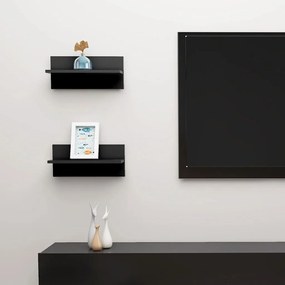 vidaXL Estantes de parede 2 pcs 40x11,5x18 cm contraplacado preto