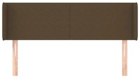 Cabeceira de cama c/ abas tecido 147x16x78/88cm castanho-escuro