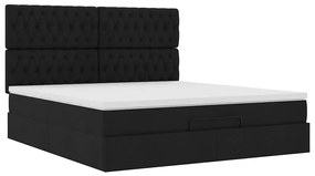 Estrutura de cama otomana com colchão 160x200 cm tecido preto