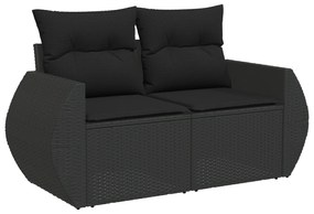 Conjunto de Sofá de Jardim vidaXL 13 Peças com Almofadas Preto de Vime