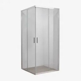 Mampara De Duche Quadrada Com Portas Deslizantes Soft Closing, Vidro Temperado 6 Mm E Alumínio Brent Cinzento Escovado & Transparente & 70 X 70 X -