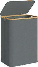 Cesto da roupa suja 52 x 38,5 x 70,5 cm com tampa, 140 litros, em tecido Oxford cinzento ardósia