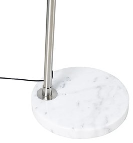 Candeeiro de pé em arco de aço com base em mármore branco e cúpula em aço - Arc XXL
