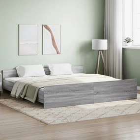 vidaXL Estrutura de cama c/ painéis de cabeceira e pés cinzento sonoma