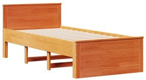 Cama sem colchão com cabeceira 90x200 cm madeira pinho maciça