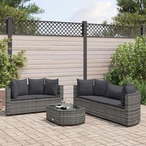 vidaXL 6 pcs conjunto sofás de jardim com almofadões vime cinzento