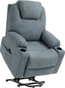HOMCOM Poltrona de Massagem com Assistente de Levantar, Poltrona para Idosos, 8 Pontos de Massagem, Bolsos Laterais, Controle Remoto, 90L x 101B x 107 cm, Cinza | Aosom Portugal