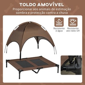 PawHut Cama Elevada para Animais de Estimação Portátil com Toldo Amoví