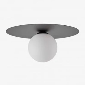 Luminária De Teto Em Ferro E Vidro Anine Preto & Ø30 Cm - Sklum