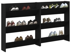 Armários para Sapatos de Parede 2 pcs Carvalho preto