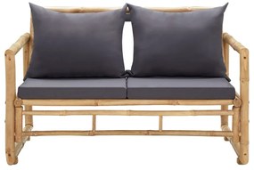 Banco de jardim com almofadões 115 cm bambu