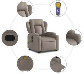Poltrona elevatória de massagens tecido cinzento-acastanhado