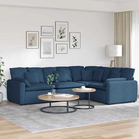 vidaXL Sofá modular com almofadas tecido azul