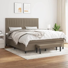 vidaXL Cama com molas/colchão 180x200 cm tecido castanho-acinzentado