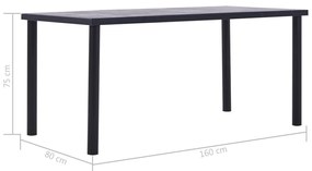 Mesa de jantar 160x80x75 cm MDF preto e cinzento cimento