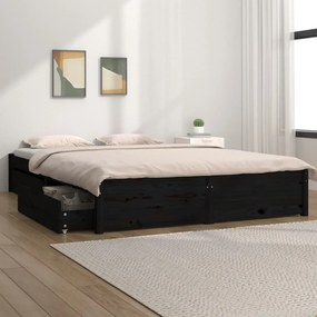 Estrutura de cama com gavetas 150x200 cm 5FT tamanho King preto