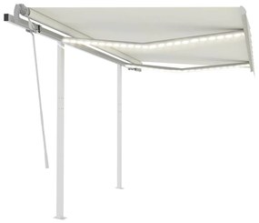 vidaXL Toldo retrátil manual com LED 3x2,5 m cor creme